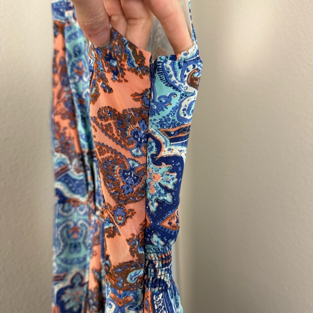 Anthropologie‎ Maeve Medallion 100% Silk Cutout Maxi Dress Size 12 resort wear - Picture 10 of 15